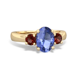 Tanzanite Three Stone Oval Trellis 14K Yellow Gold ring R4024