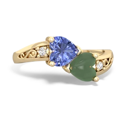 Tanzanite Snuggling Hearts 14K Yellow Gold ring R2178