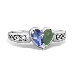 Tanzanite Filligree 'One Heart' 14K White Gold ring R5070