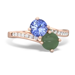 Tanzanite Channel Set Two Stone 14K Rose Gold ring R5303