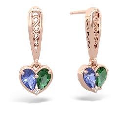 Tanzanite Filligree Heart 14K Rose Gold earrings E5070