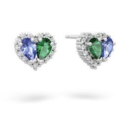 Tanzanite Halo 14K White Gold earrings E7008