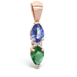 Tanzanite Bowtie Drop 14K Rose Gold pendant P0865