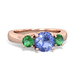 Tanzanite Three Stone Round Trellis 14K Rose Gold ring R4018