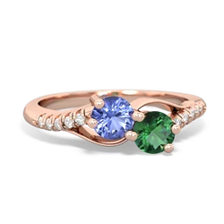 Tanzanite Infinity Pave Two Stone 14K Rose Gold ring R5285