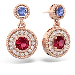 Tanzanite Halo Dangle 14K Rose Gold earrings E5319