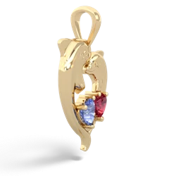 Tanzanite Dolphin Heart 14K Yellow Gold pendant P5820