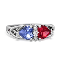 Tanzanite Celtic Knot Double Heart 14K White Gold ring R5040