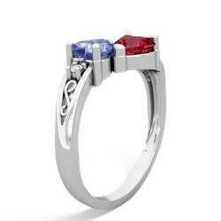 Tanzanite Snuggling Hearts 14K White Gold ring R2178