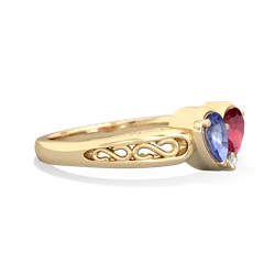 Tanzanite Filligree 'One Heart' 14K Yellow Gold ring R5070