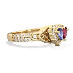 Tanzanite Celtic Knot Two Hearts As One 14K Yellow Gold ring R2644HRT