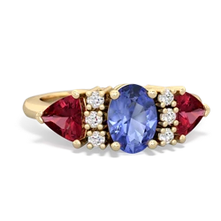 Tanzanite Antique Style Three Stone 14K Yellow Gold ring R2186