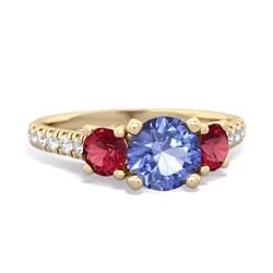 Tanzanite Pave Trellis 14K Yellow Gold ring R5500