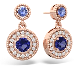 Tanzanite Halo Dangle 14K Rose Gold earrings E5319