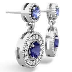 Tanzanite Halo Dangle 14K White Gold earrings E5319