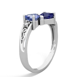 Tanzanite Snuggling Hearts 14K White Gold ring R2178