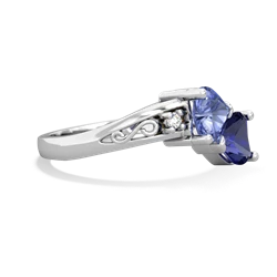 Tanzanite Snuggling Hearts 14K White Gold ring R2178