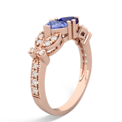 Tanzanite Diamond Butterflies 14K Rose Gold ring R5601