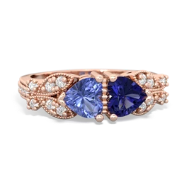 Tanzanite Diamond Butterflies 14K Rose Gold ring R5601