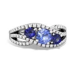 Tanzanite Three Stone Aurora 14K White Gold ring R3080