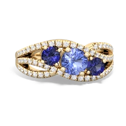 Tanzanite Three Stone Aurora 14K Yellow Gold ring R3080