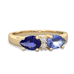 Tanzanite Pear Bowtie 14K Yellow Gold ring R0865