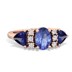 Tanzanite Antique Style Three Stone 14K Rose Gold ring R2186