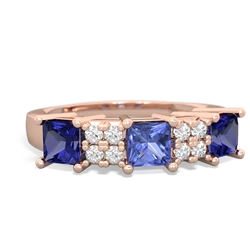 Tanzanite Three Stone Diamond Cluster 14K Rose Gold ring R2592