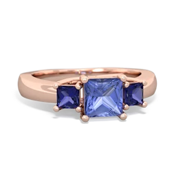 Tanzanite Three Stone Trellis 14K Rose Gold ring R4015