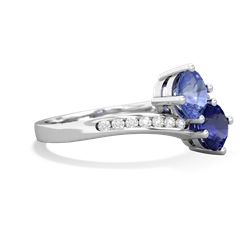 Tanzanite Channel Set Two Stone 14K White Gold ring R5303