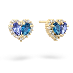 Tanzanite Halo 14K Yellow Gold earrings E7008