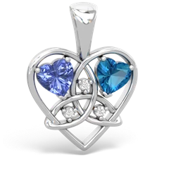 Tanzanite Celtic Trinity Heart 14K White Gold pendant P5331