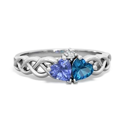 Tanzanite Heart To Heart Braid 14K White Gold ring R5870