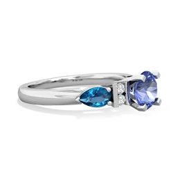 Tanzanite 6Mm Round Eternal Embrace Engagement 14K White Gold ring R2005