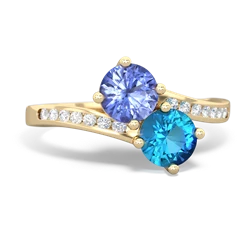 Tanzanite Channel Set Two Stone 14K Yellow Gold ring R5303