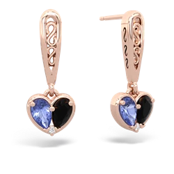 Tanzanite Filligree Heart 14K Rose Gold earrings E5070