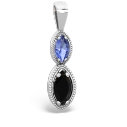 Tanzanite Antique-Style Halo 14K White Gold pendant P5700