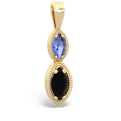 Tanzanite Antique-Style Halo 14K Yellow Gold pendant P5700