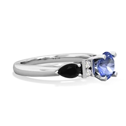 Tanzanite 6Mm Round Eternal Embrace Engagement 14K White Gold ring R2005