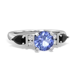 Tanzanite 6Mm Round Eternal Embrace Engagement 14K White Gold ring R2005