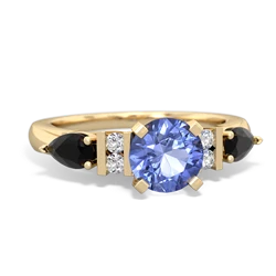 Tanzanite 6Mm Round Eternal Embrace Engagement 14K Yellow Gold ring R2005