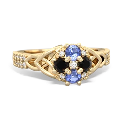 Tanzanite Celtic Knot Cluster Engagement 14K Yellow Gold ring R26443RD