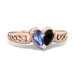 Tanzanite Filligree 'One Heart' 14K Rose Gold ring R5070