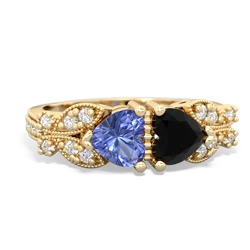 Tanzanite Diamond Butterflies 14K Yellow Gold ring R5601