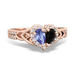 Tanzanite Celtic Knot Two Hearts As One 14K Rose Gold ring R2644HRT