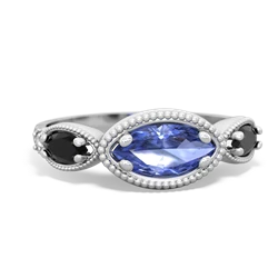 Tanzanite Milgrain Marquise 14K White Gold ring R5700