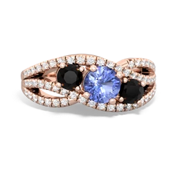 Tanzanite Three Stone Aurora 14K Rose Gold ring R3080