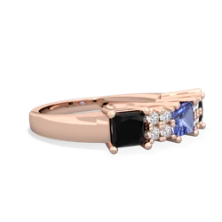 Tanzanite Three Stone Diamond Cluster 14K Rose Gold ring R2592