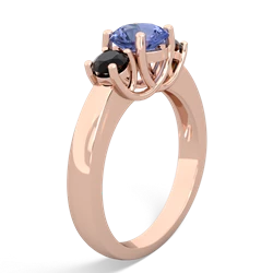 Tanzanite Three Stone Round Trellis 14K Rose Gold ring R4018