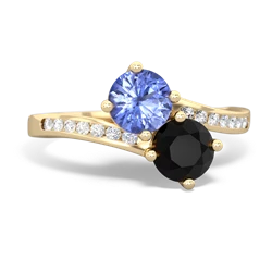 Tanzanite Channel Set Two Stone 14K Yellow Gold ring R5303